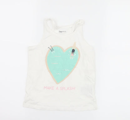 Gap Girls White   Basic Tank Size 6-7 Years  - make a splash