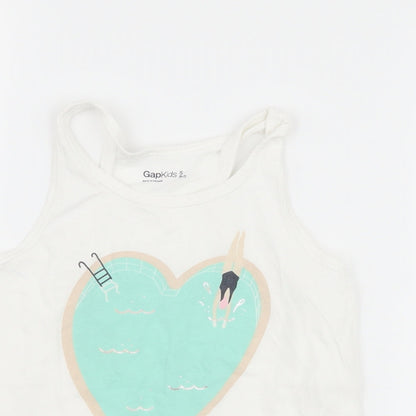 Gap Girls White   Basic Tank Size 6-7 Years  - make a splash