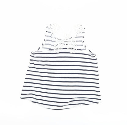 H&M Girls Blue Striped  Basic Tank Size 7-8 Years