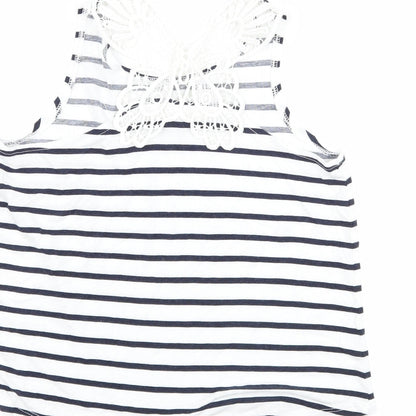 H&M Girls Blue Striped  Basic Tank Size 7-8 Years