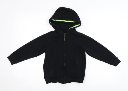 Matalan Boys Black   Full Zip Hoodie Size 5 Years