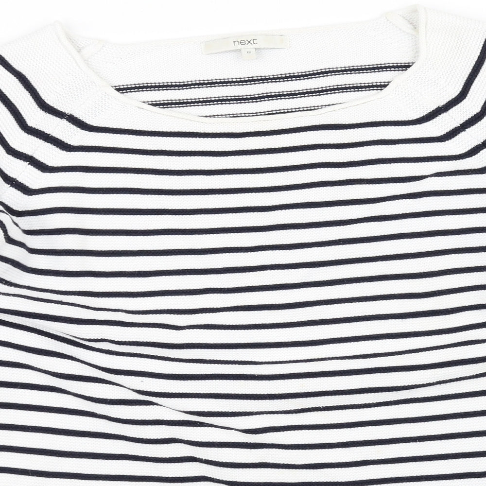 NEXT Womens White Striped  Pullover Jumper Size 12