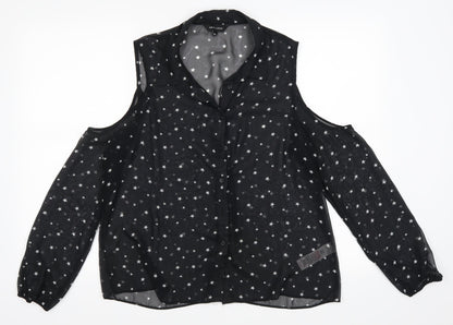 Womens UK Size 14 New Look Black Basic Blouse