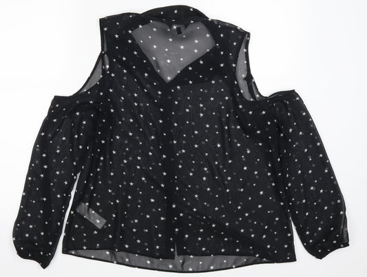 Womens UK Size 14 New Look Black Basic Blouse