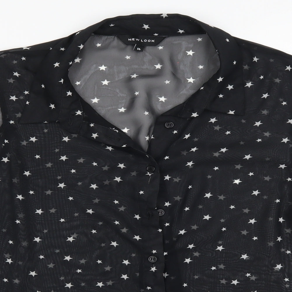 Womens UK Size 14 New Look Black Basic Blouse