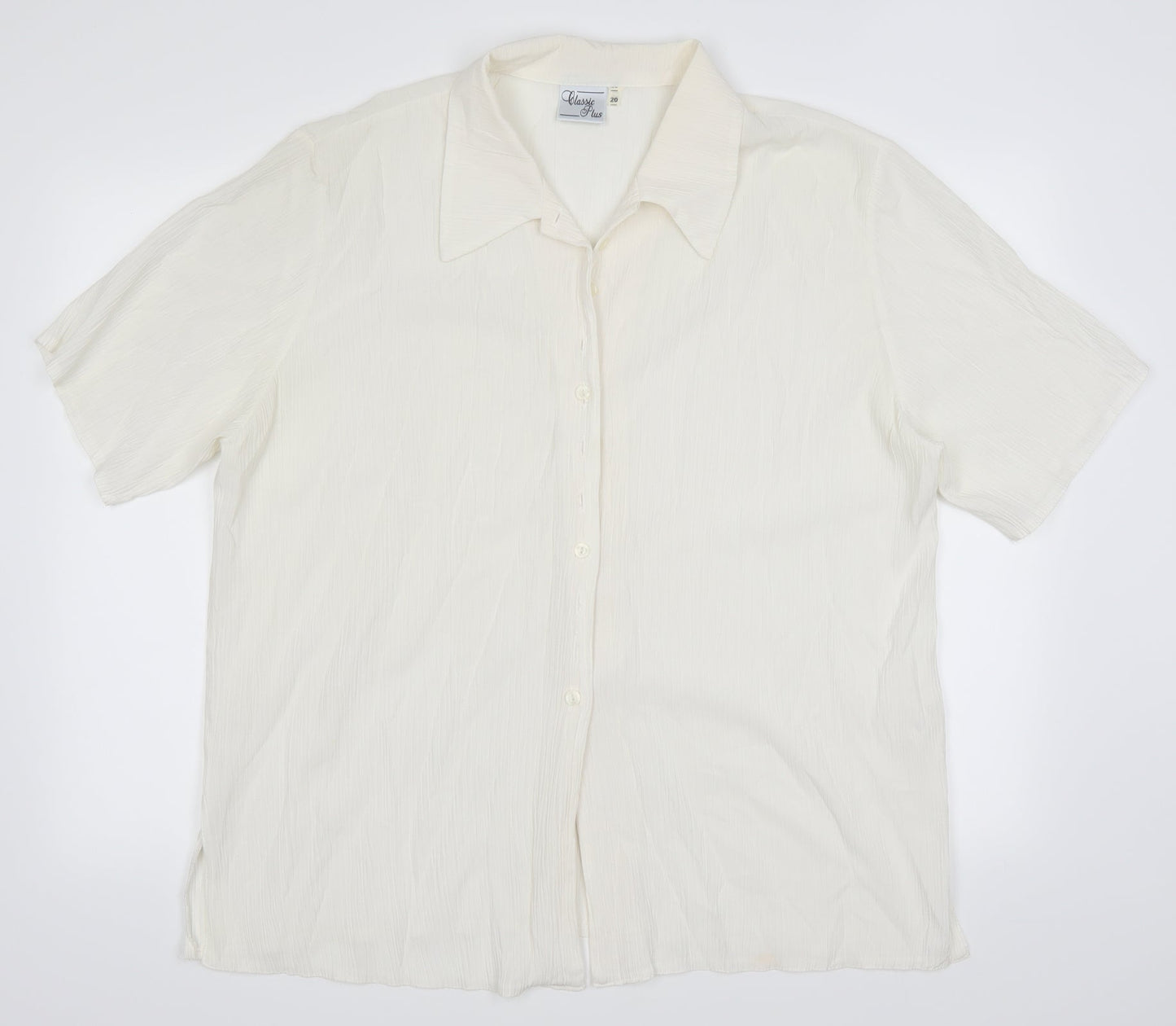 Womens UK Size 20 Classic Ivory Basic Button-Up