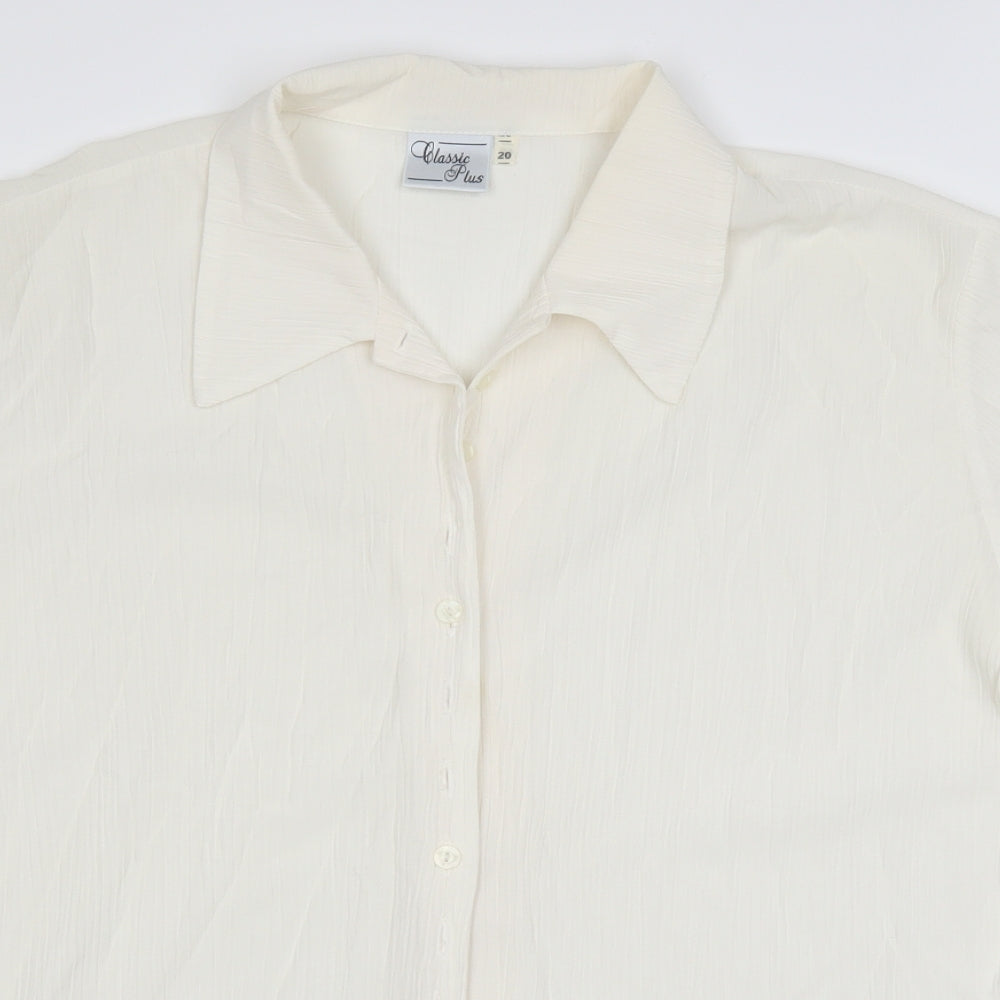 Womens UK Size 20 Classic Ivory Basic Button-Up