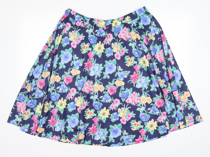 Classic Womens Blue Floral  Skater Skirt Size 33 in