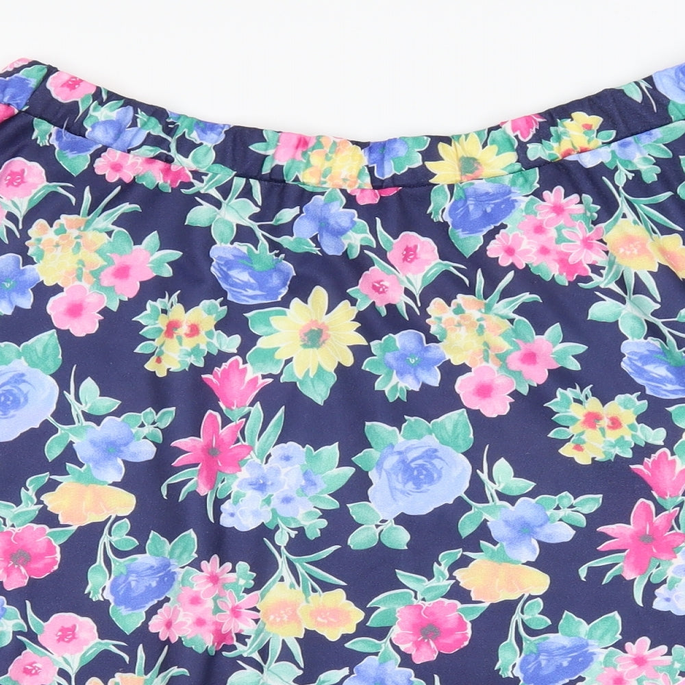 Classic Womens Blue Floral  Skater Skirt Size 33 in