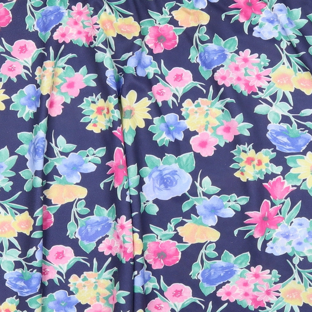 Classic Womens Blue Floral  Skater Skirt Size 33 in