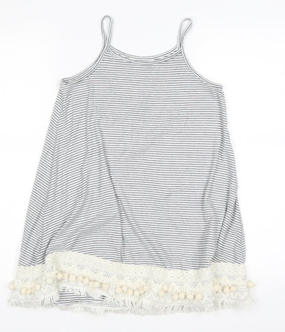 NEXT Girls White Striped  A-Line  Size 7 Years