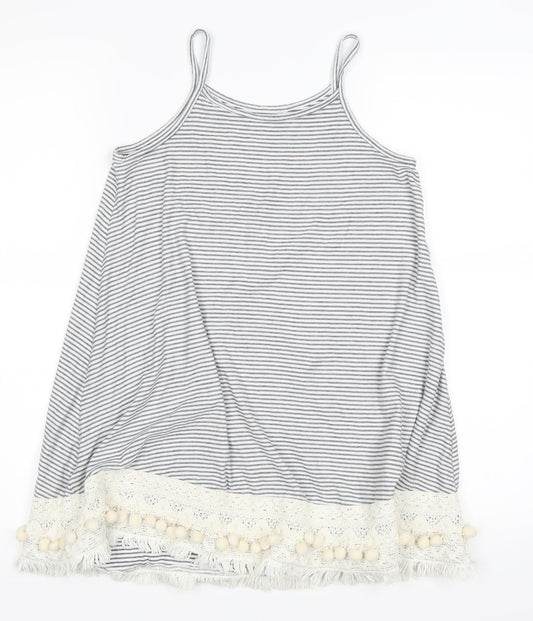NEXT Girls White Striped  A-Line  Size 7 Years