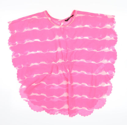 George Womens Clear Striped  Kimono Blouse Size M  - Pink seethrough