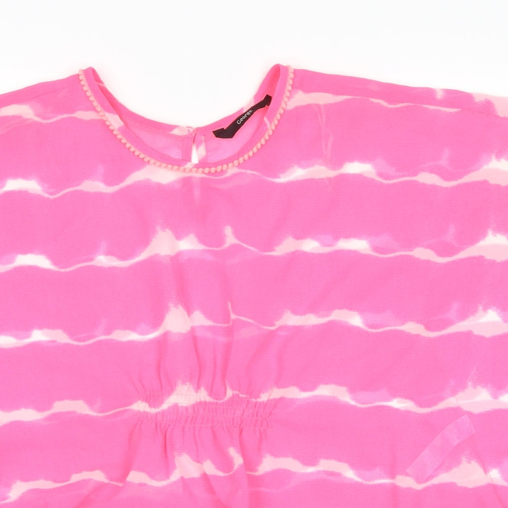 George Womens Clear Striped  Kimono Blouse Size M  - Pink seethrough