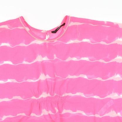 George Womens Clear Striped  Kimono Blouse Size M  - Pink seethrough
