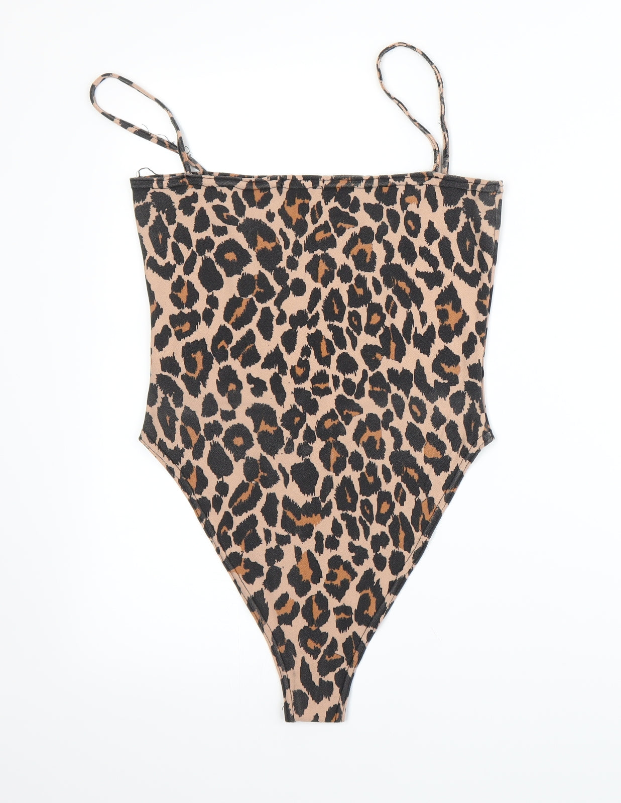 Boohoo Womens Beige Animal Print  Bodysuit One-Piece Size 8