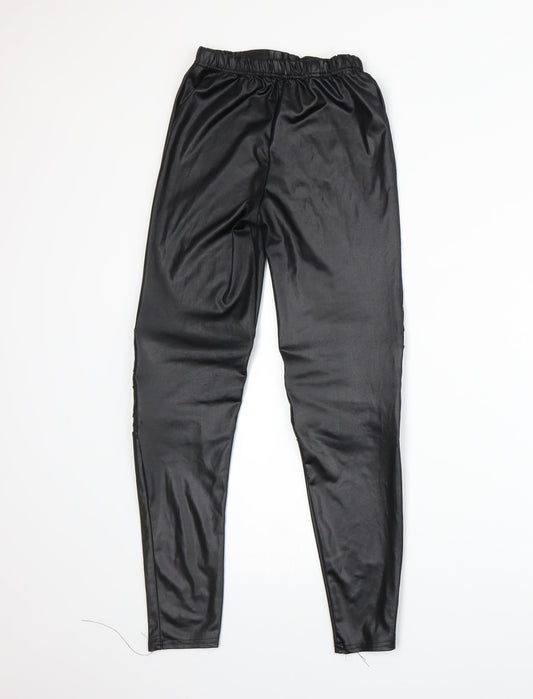 Womens UK Size 4 Preworn   Black Leggings