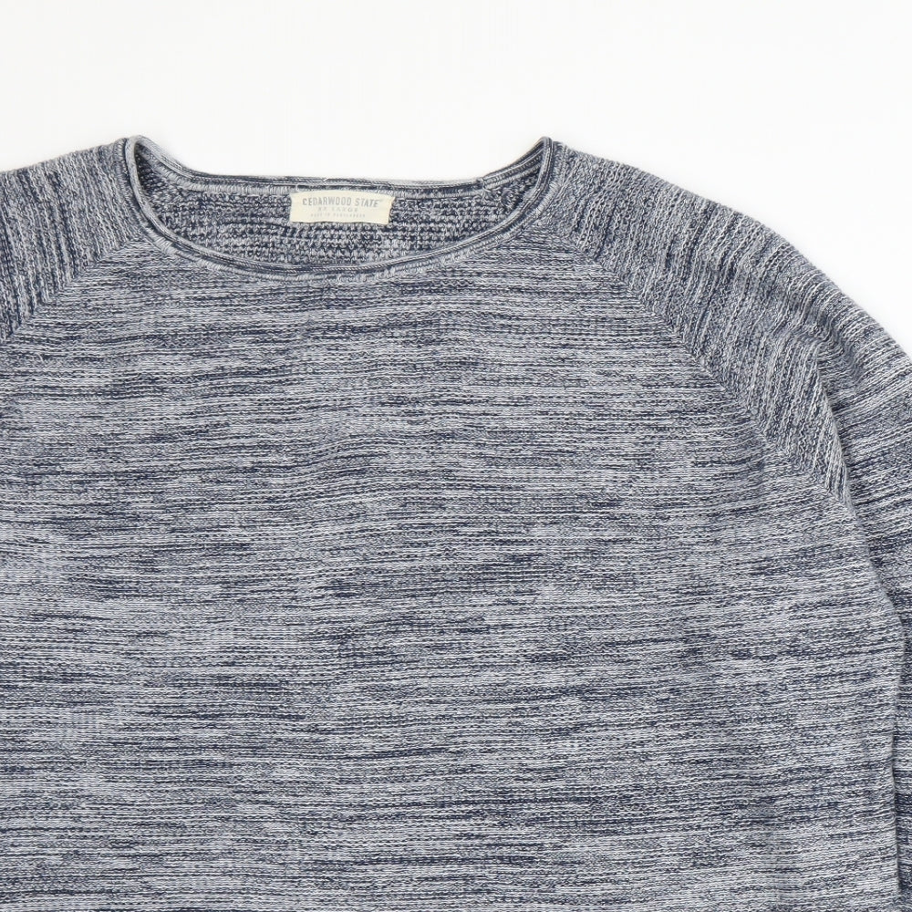 Cedar Wood State Mens Blue  Knit Pullover Jumper Size 2XL
