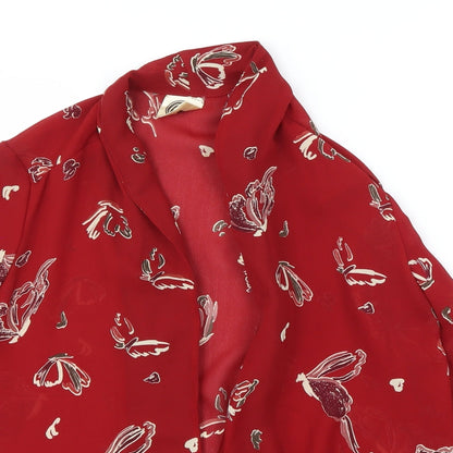 Womens UK Size 14 Cleo Red Basic Blouse