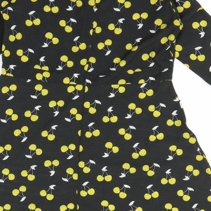 Boohoo Womens Black Polka Dot  Fit & Flare  Size 10