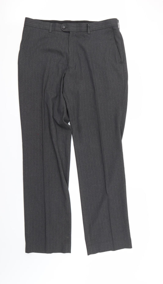 Taylor & Wright Mens Grey Striped  Dress Pants Trousers Size S L31 in