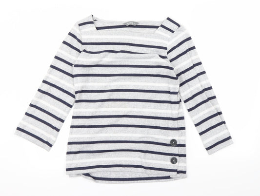 Nutmeg Womens Grey Striped  Pullover Jumper Size 8