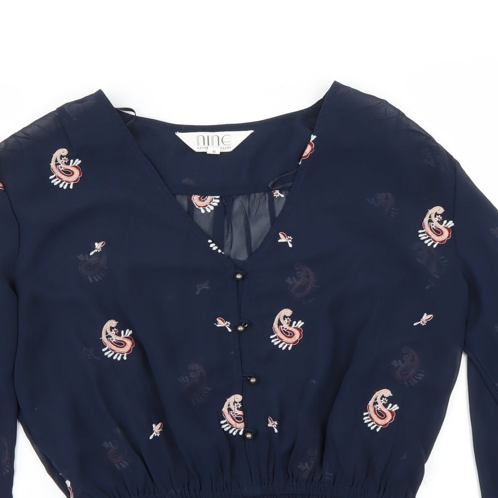 Womens UK Size 8 Nine Blue Basic Blouse