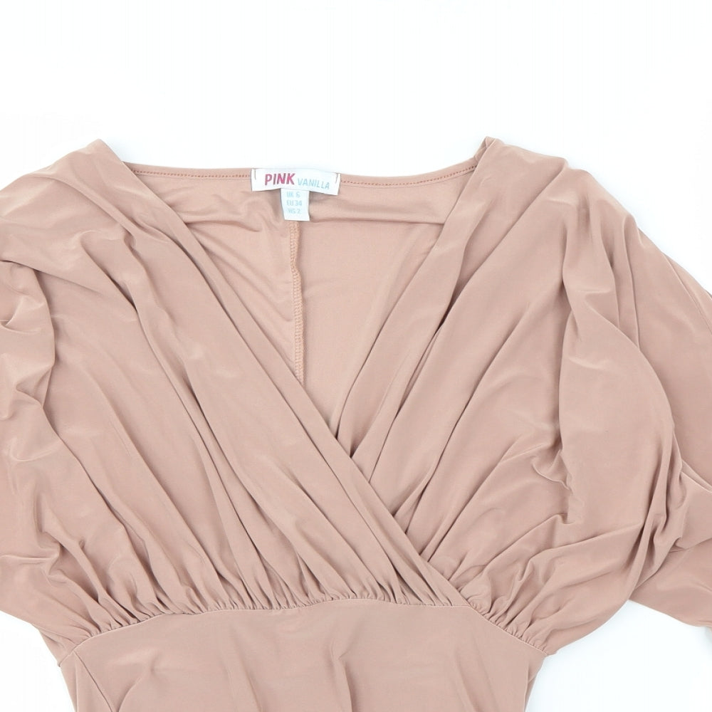 Pink Vanilla Womens Pink   Bodysuit One-Piece Size 6