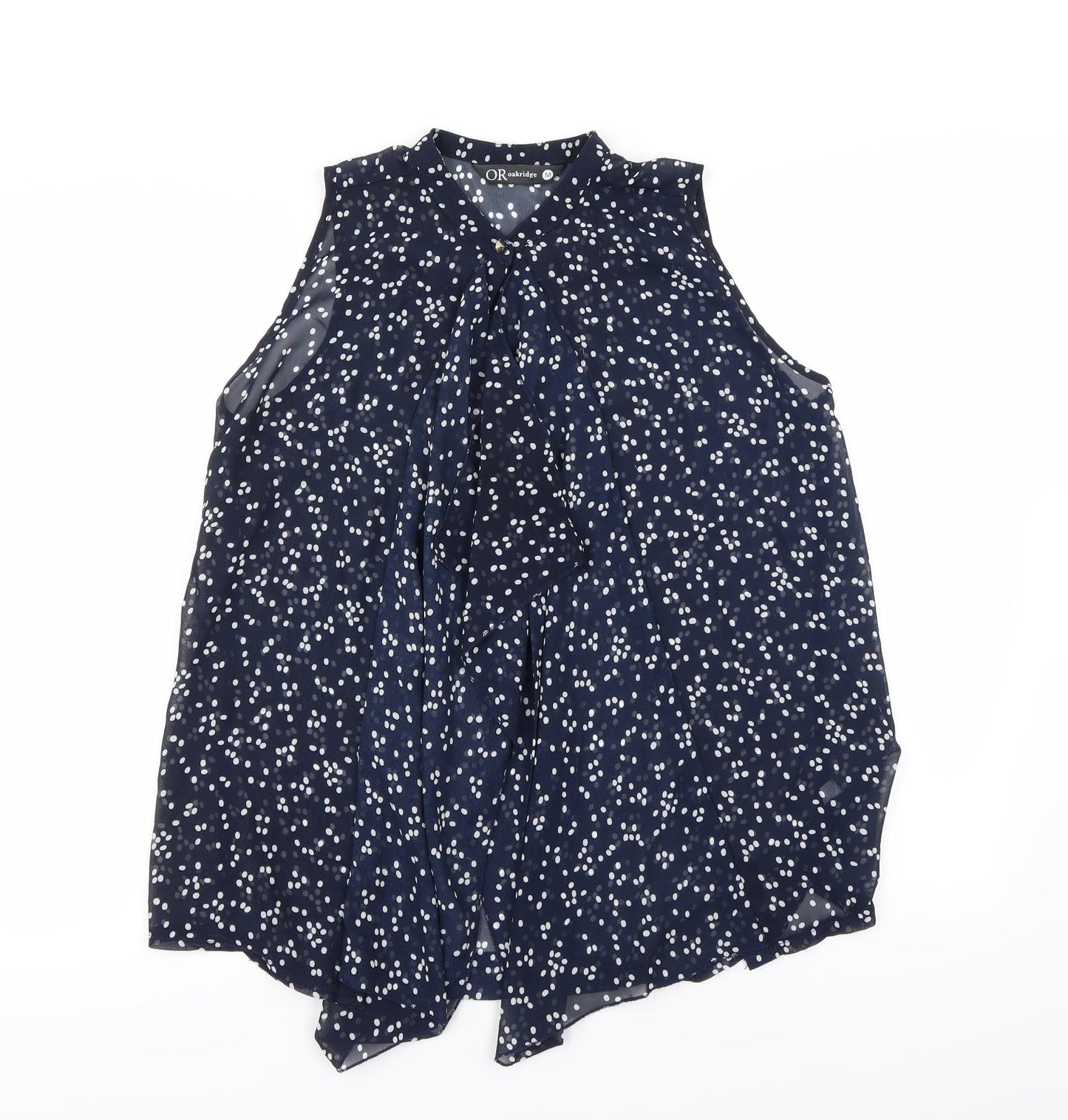 Oakridge Womens Blue Polka Dot  Basic Blouse Size M