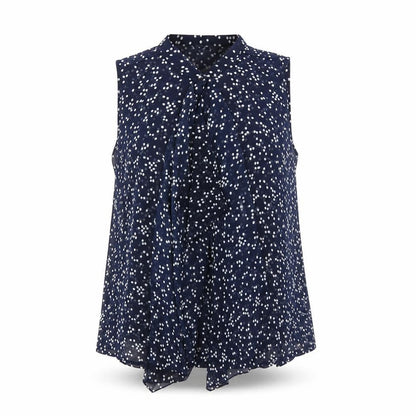 Oakridge Womens Blue Polka Dot  Basic Blouse Size M