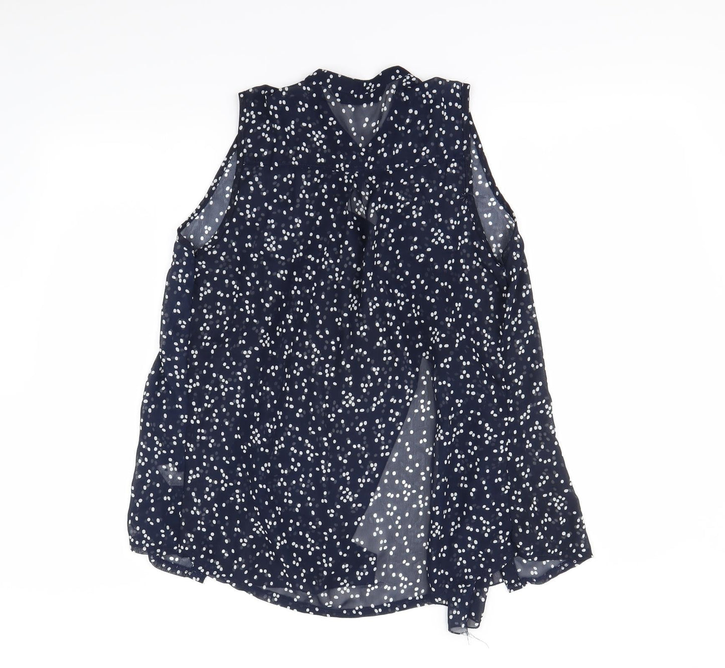Oakridge Womens Blue Polka Dot  Basic Blouse Size M