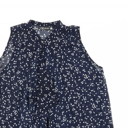Oakridge Womens Blue Polka Dot  Basic Blouse Size M
