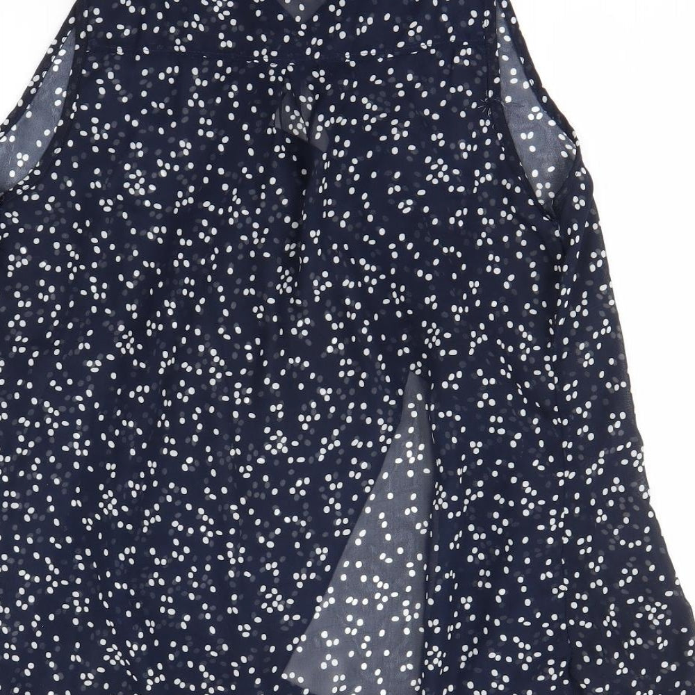 Oakridge Womens Blue Polka Dot  Basic Blouse Size M