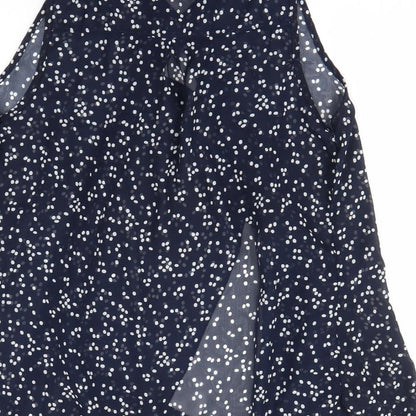 Oakridge Womens Blue Polka Dot  Basic Blouse Size M