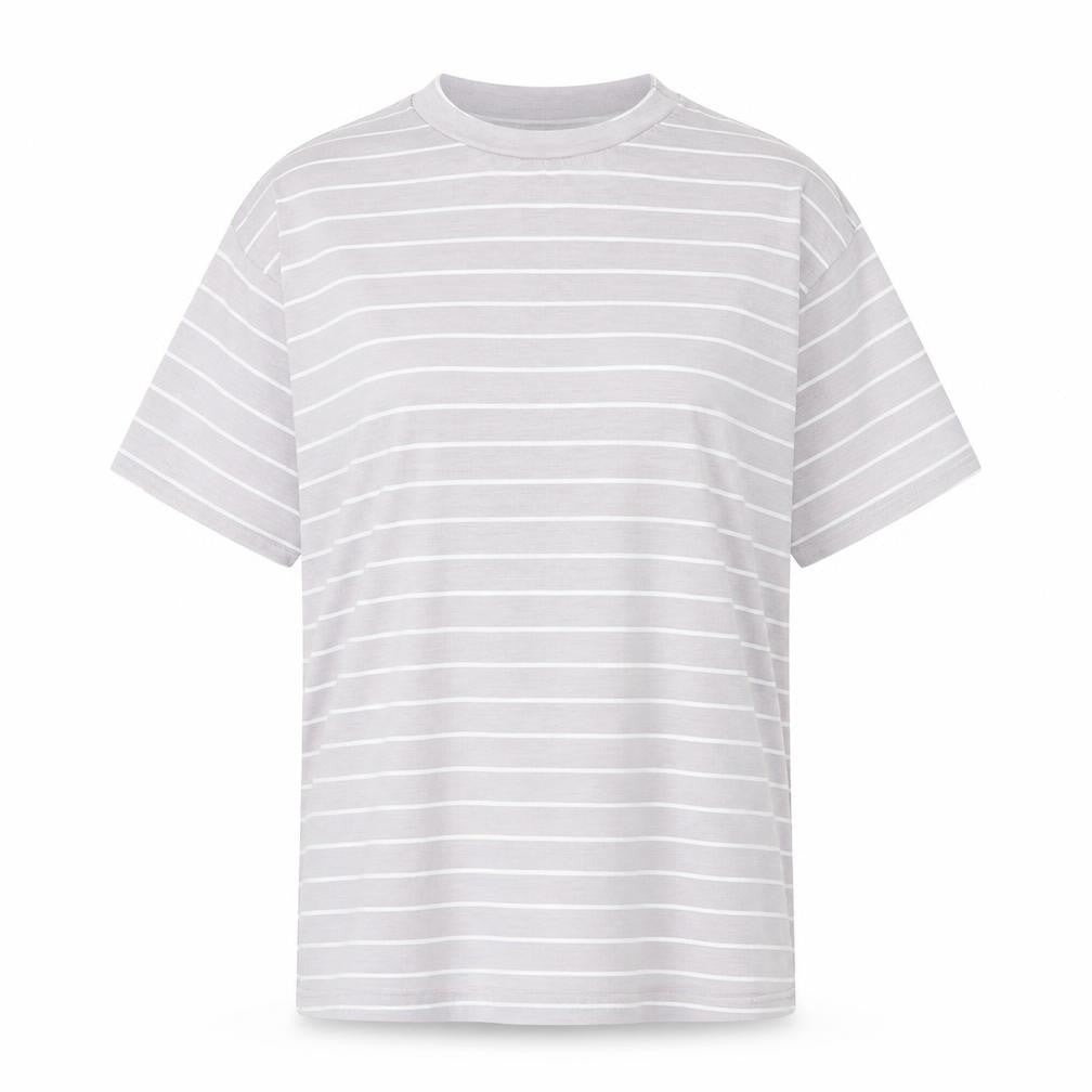 PRETTYLITTLETHING Prettylitlething Womens Grey Striped  Basic T-Shirt Size 8