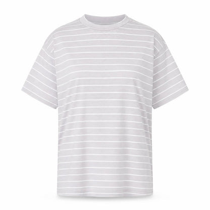 PRETTYLITTLETHING Prettylitlething Womens Grey Striped  Basic T-Shirt Size 8