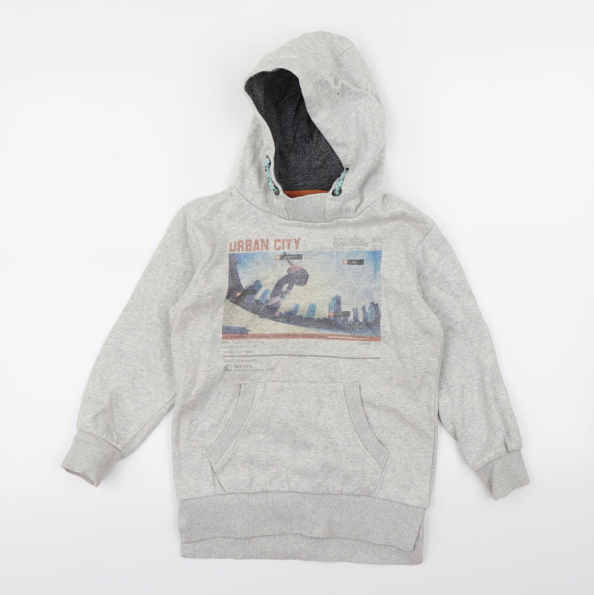 Preworn Boys Grey   Pullover Hoodie Size 7 Years