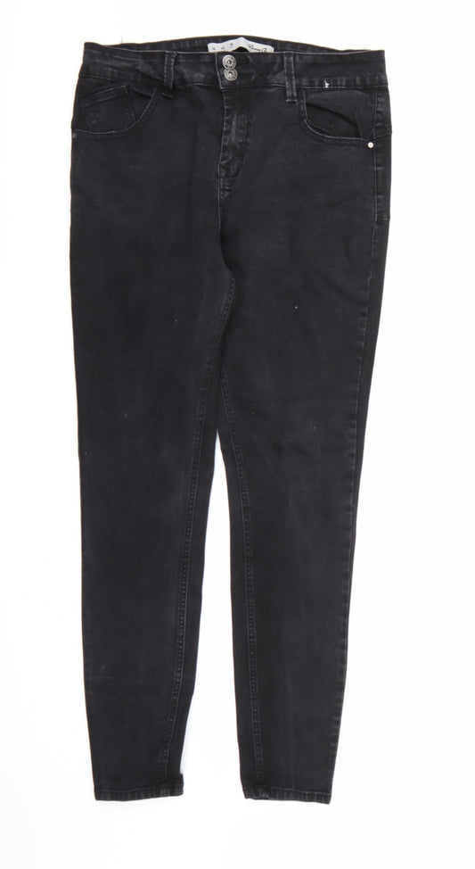 Denim co. Womens Black  Denim Skinny Jeans Size 14 L28 in