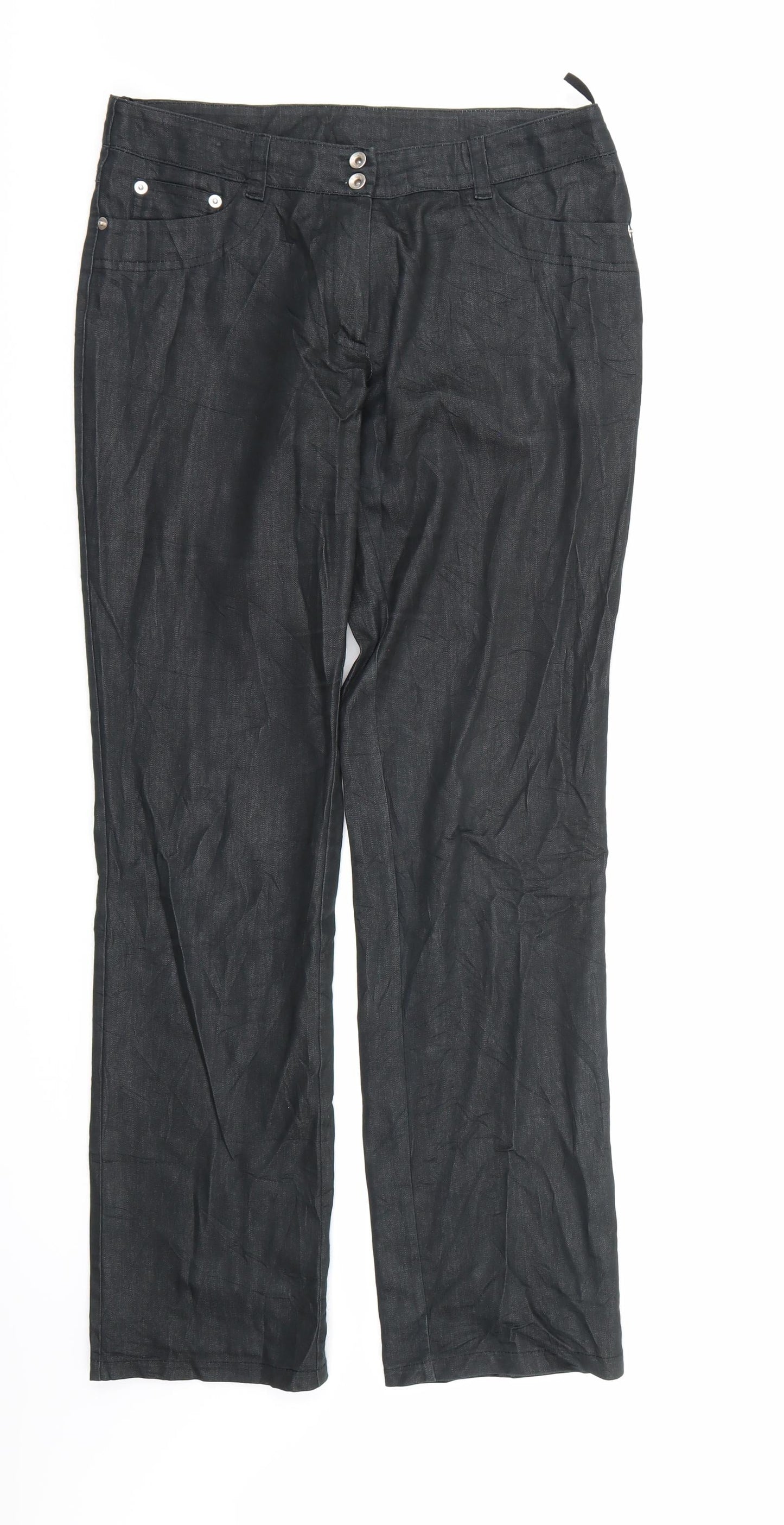 Jan Womens Black   Trousers  Size 10 L32 in