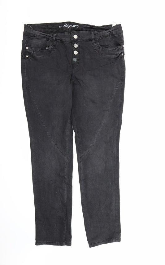 Denim 1982 Womens Black  Denim Straight Jeans  L31 in