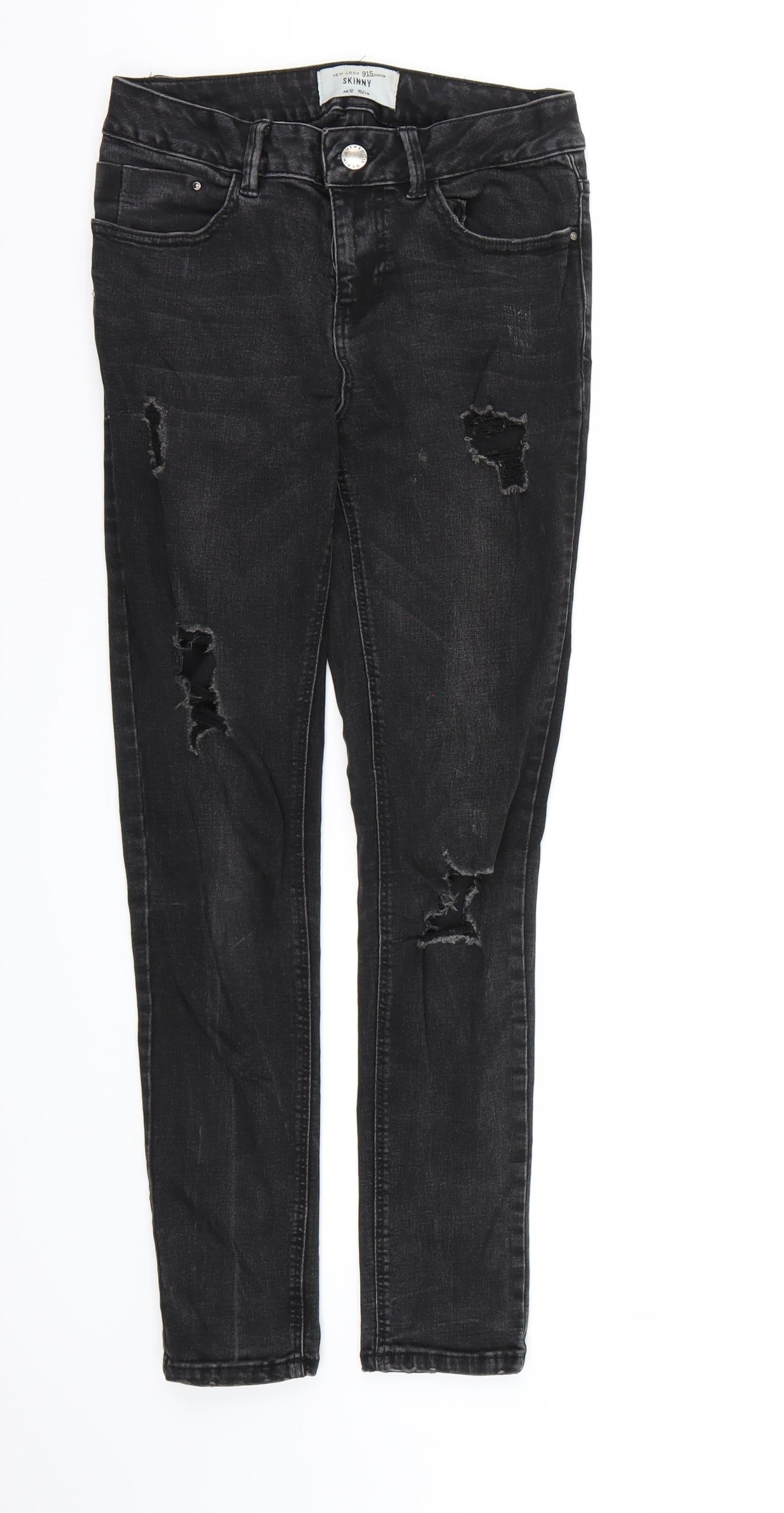 New Look Girls Black  Denim Skinny Jeans Size 12 Years - Distressed