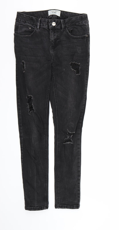 New Look Girls Black  Denim Skinny Jeans Size 12 Years - Distressed