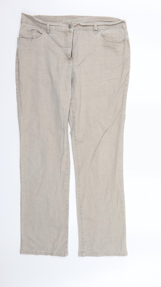 Womens UK Size 18 Preworn Regular Fit Straight Ivory Jeans