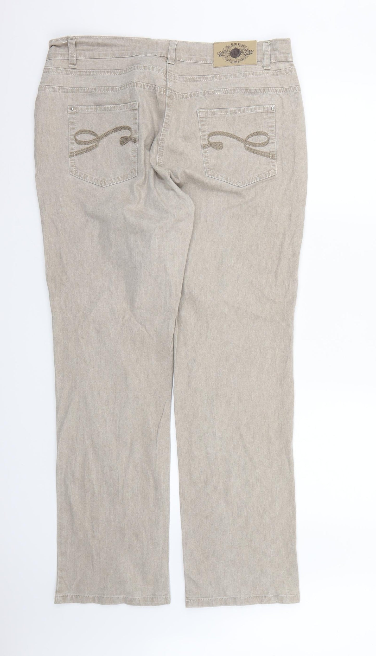 Womens UK Size 18 Preworn Regular Fit Straight Ivory Jeans