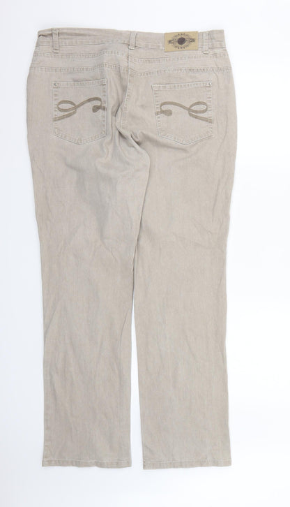 Womens UK Size 18 Preworn Regular Fit Straight Ivory Jeans