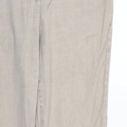 Womens UK Size 18 Preworn Regular Fit Straight Ivory Jeans