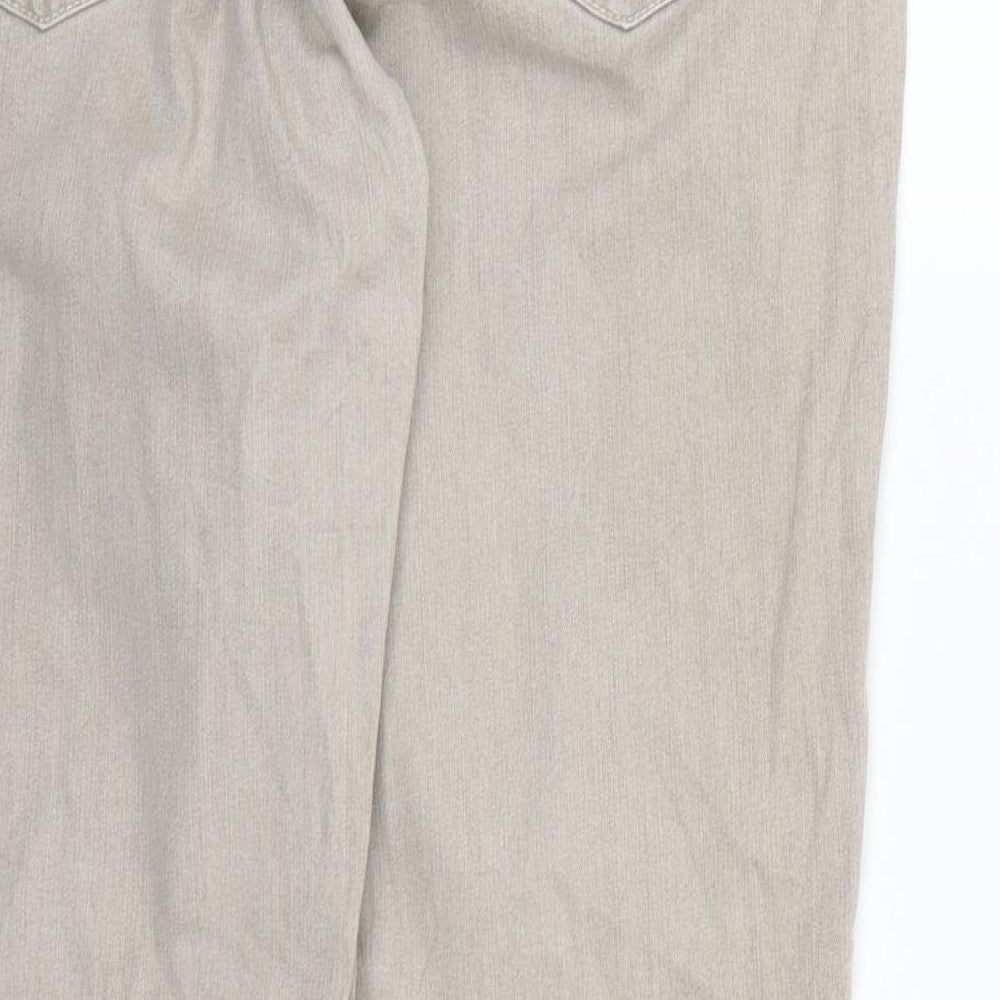 Womens UK Size 18 Preworn Regular Fit Straight Ivory Jeans