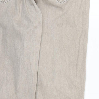 Womens UK Size 18 Preworn Regular Fit Straight Ivory Jeans