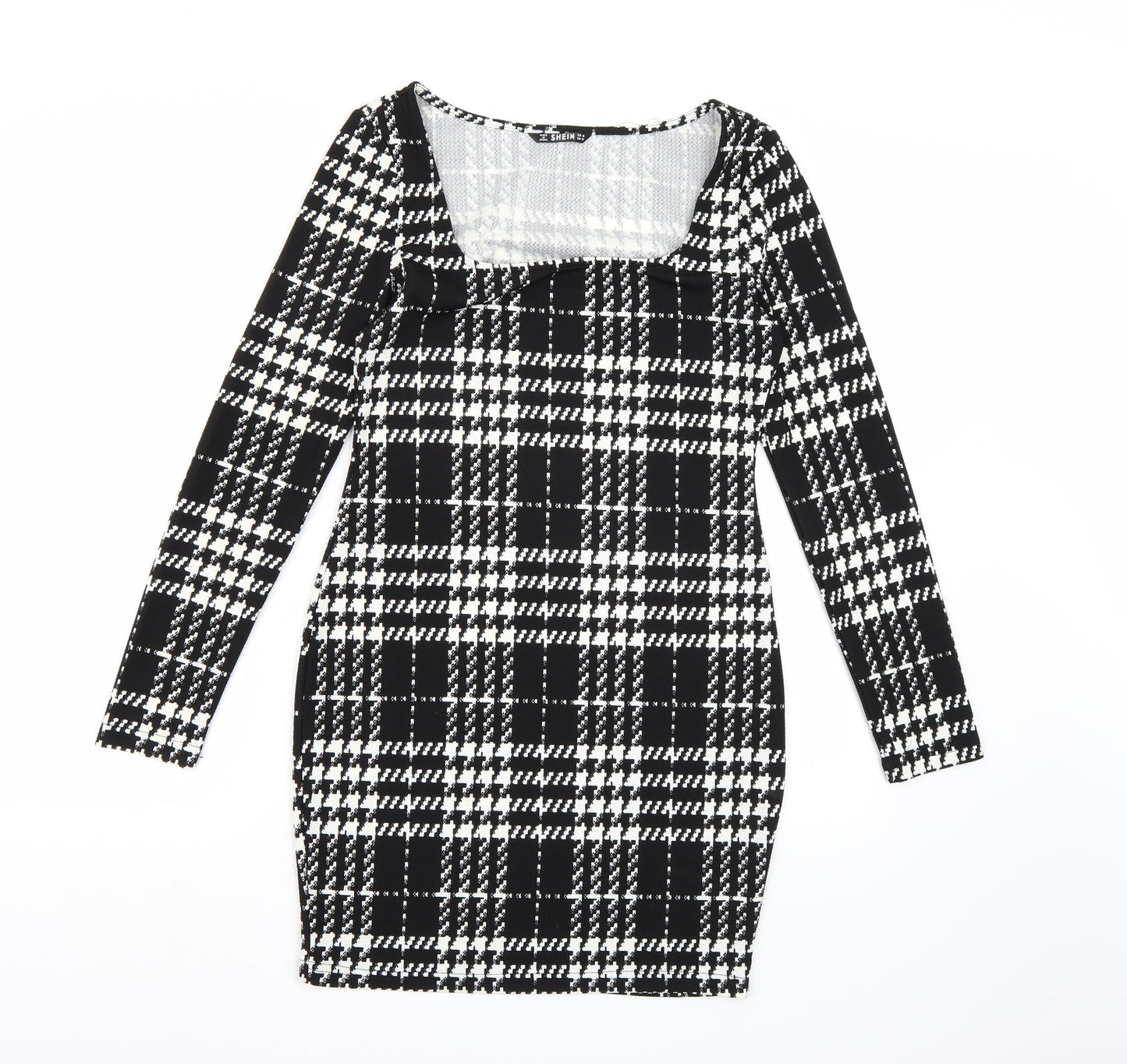 SheIn Womens Black Check  A-Line  Size M