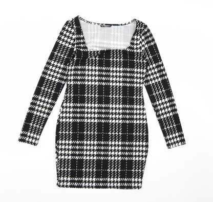 SheIn Womens Black Check  A-Line  Size M